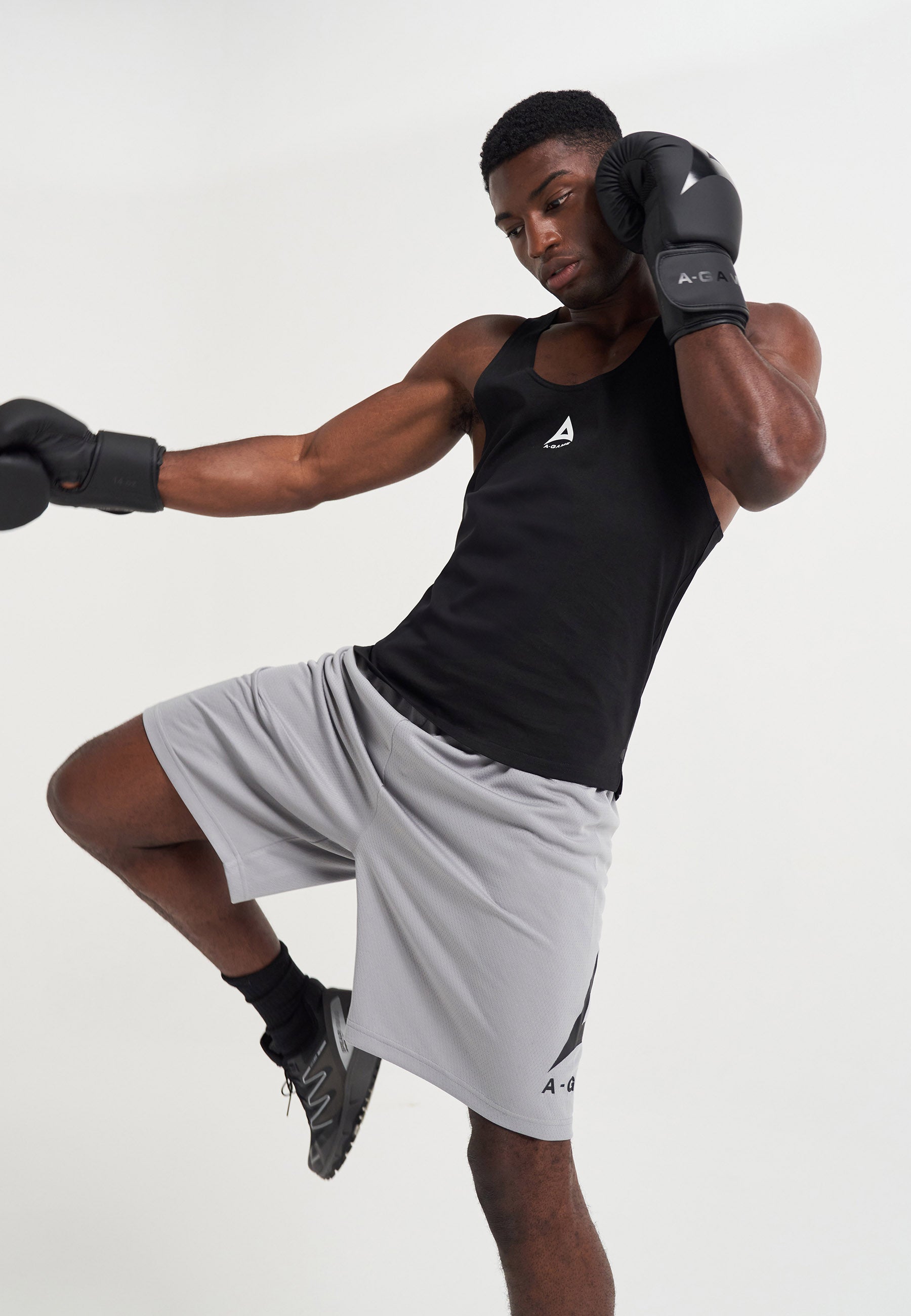 MENS A-GAME LOGO BASKETBALL SHORTS - STEEL GREY